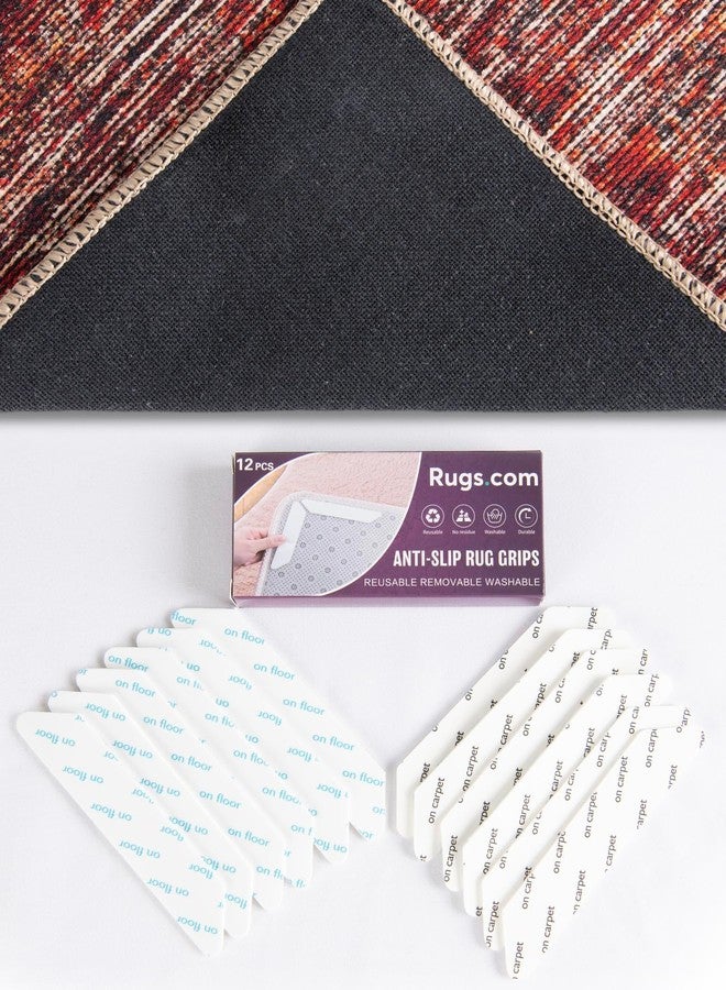 Rugs.com - 12 قطعة من شريط تثبيت السجاد، وسادة مانعة للانزلاق، مثبتات قابلة لإعادة الاستخدام والغسل للسجاد، سدادات سجاد مزدوجة الجوانب مانعة للانزلاق للأرضيات الخشبية لمنع الانزلاق - Image 1